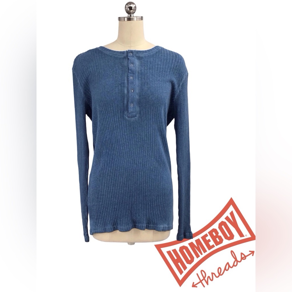 INC International Concepts Blue Long Sleeve Tee